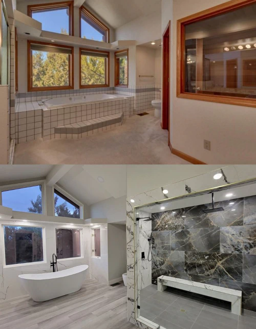 client photo before and after of bathroom remodeling